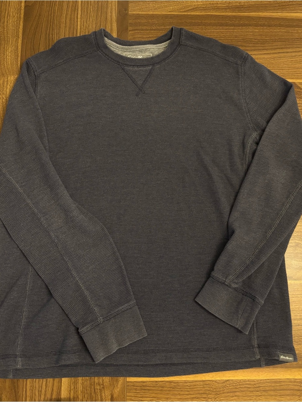 Eddie Bauer Men's Waffle Knit Crew Neck Pullover Sweatshirt Blue XL - Picture 2 of 12